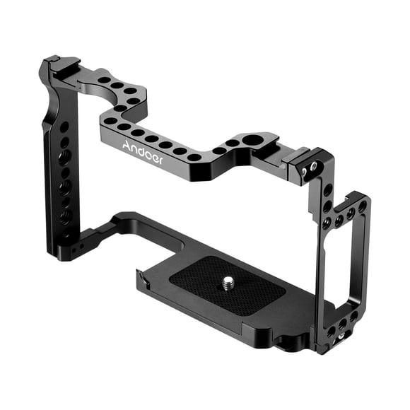 Jaula para cámara Andoer Camera Cage Aleación de aluminio con orificios para tornillos de 1/4 pulg. Y 3/8 pulg. Montaje dual de zapata fría Compatible con Canon 5DS 5DR 5D Mark IV / III / II Andoer Jaula de cámara