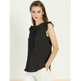 thumbnail image 4 of DARING DIVA Women's Ruffled Trim Pleated Plain Blouse Top 3XL Black, 4 of 6