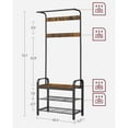 thumbnail image 3 of VASAGLE Coat Rack, Hall Tree with Shoe Bench for Entryway, Entryway Bench with Coat Rack, 4-in-1, Rustic Brown and Black, 3 of 5
