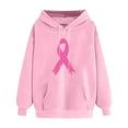 thumbnail image 2 of Uootdi Plus Size Breast Cancer Awareness Pink Ribbon Hoodies for Gift Women Fall Fashion Drawstring Long Sleeve Sweatshirt Casu al Y2k, 2 of 3