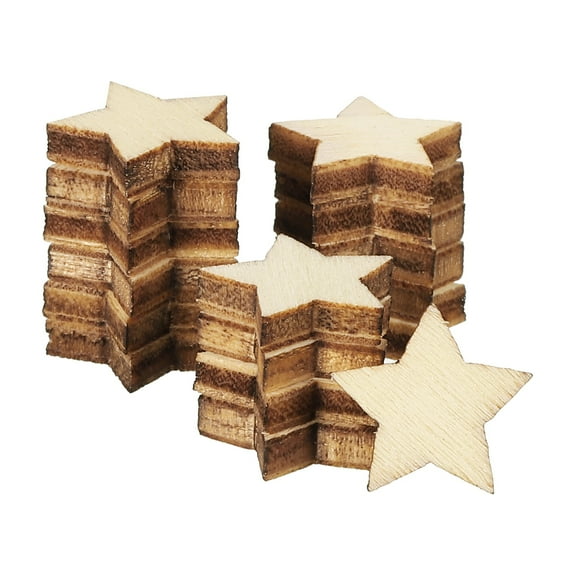 10mm Wooden Stars, 50 Pack Unfinished Wood Stars Blank Wooden Cutouts
