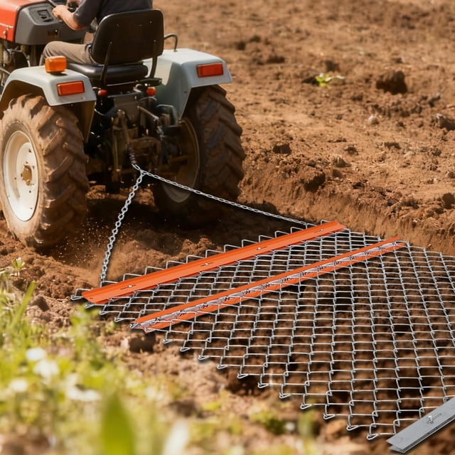 Heavy Duty Drag Chain Harrow for ATV/UTV/Tractor – Durable Steel Leveling Rake for Farm, Pasture, Seedbed Preparation, Gravel Driveways – Robust Agricultural Attachment
