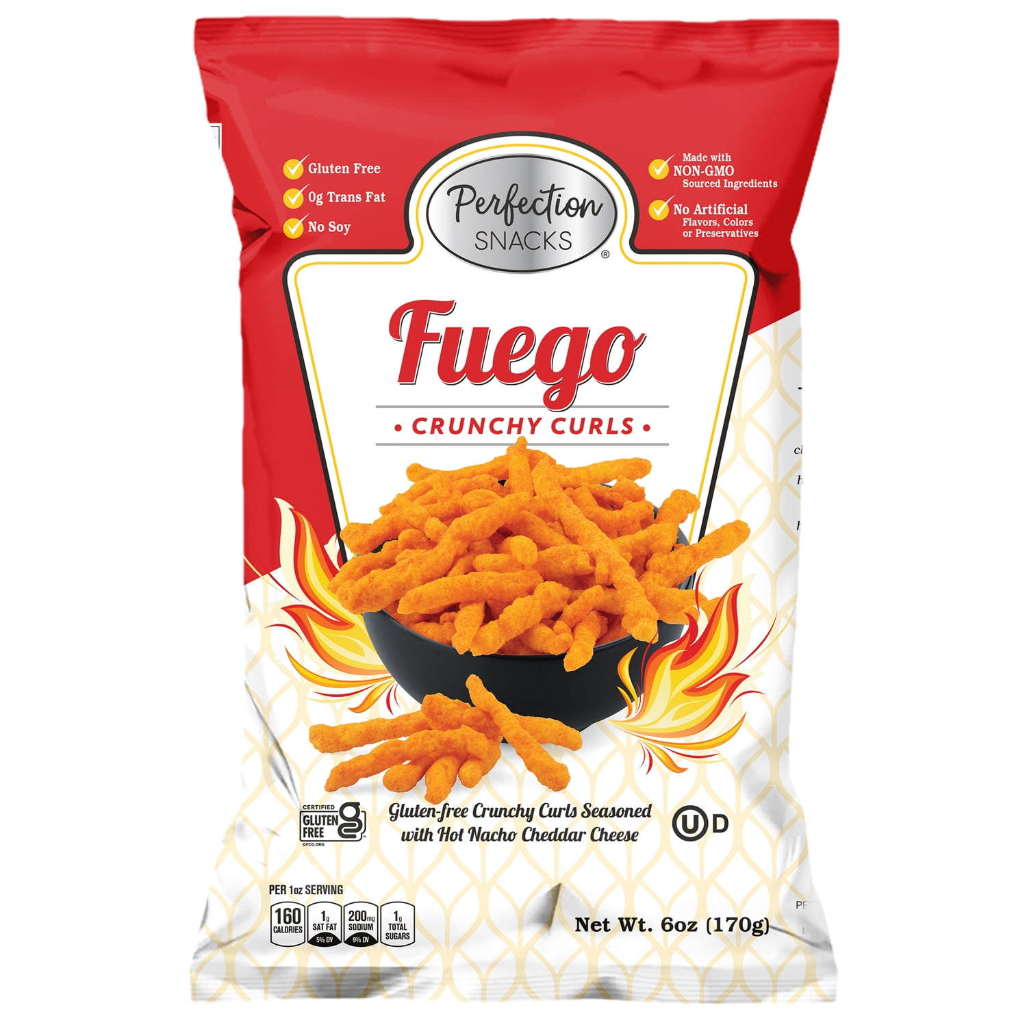 Perfection Snacks Fuego Crunchy Curls, Gluten Free, 6oz Bag (3 Pack
