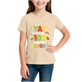 thumbnail image 3 of 100th Day of School Tshirt for Girls, Kids 100 Days of School Celebration Shirt, Beige Short Sleeve Graphic Tee with Cut Out Shoulder,Size 7-8 T, 3 of 5