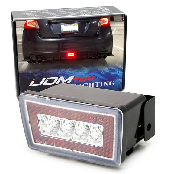 Clear Lens w/Red Reflector 3-In-1 Full LED Rear Fog Light For Subaru Impreza WRX/STI, Crosstrek, Function As Tail/Brake Lamp, Backup Reverse Light (Include Mounting Bracket)