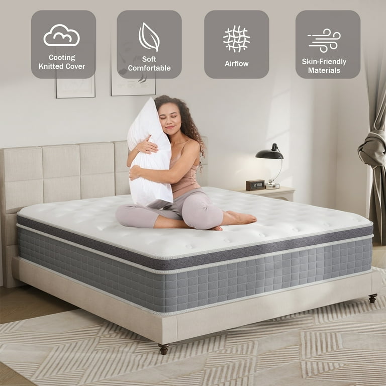 Yilicy 12 inch Queen Mattress in a Box, Spring Hybrid Memory Foam