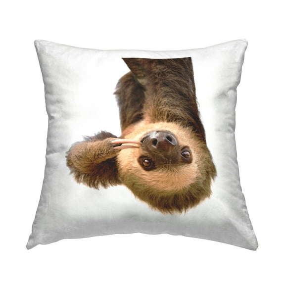 Stupell Industries Funny Sloth Upside Down Wildlife Square Decorative Printed Throw Pillow, 18 x 18,