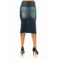 thumbnail image 5 of Be-Girl Distressed Denim Midi Skirt,Raw Hem, Dark Wash, Mid-Rise, 5 of 5