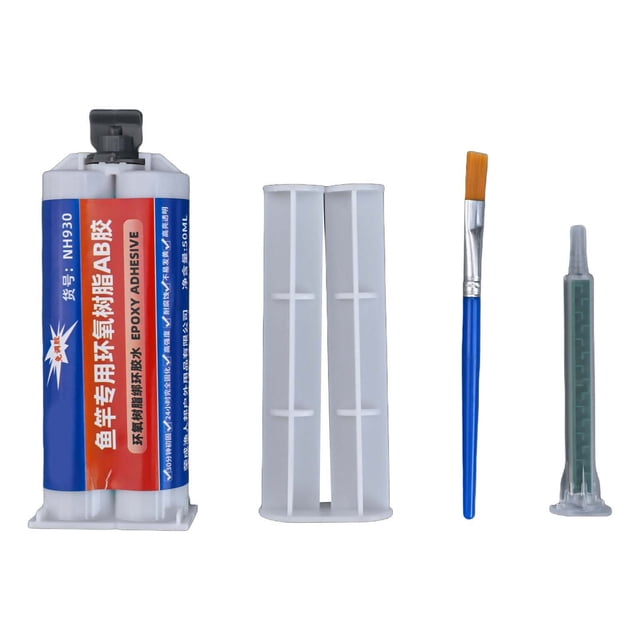 Colle pour Canne à Pêche Ensemble de 4 Pcs avec Anneau de Colle Kit de Réparation pour Canne à Pêche Colle Époxy pour Canne à Pêche