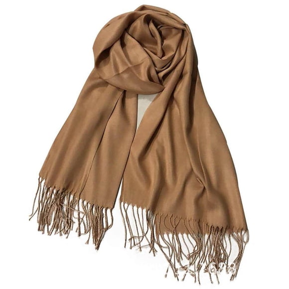 Autumn and Winter Unisex Pashmina Scarf Shawls Casual Solid Color Warm Tassel Scarf for Office Airplane and Restaurant