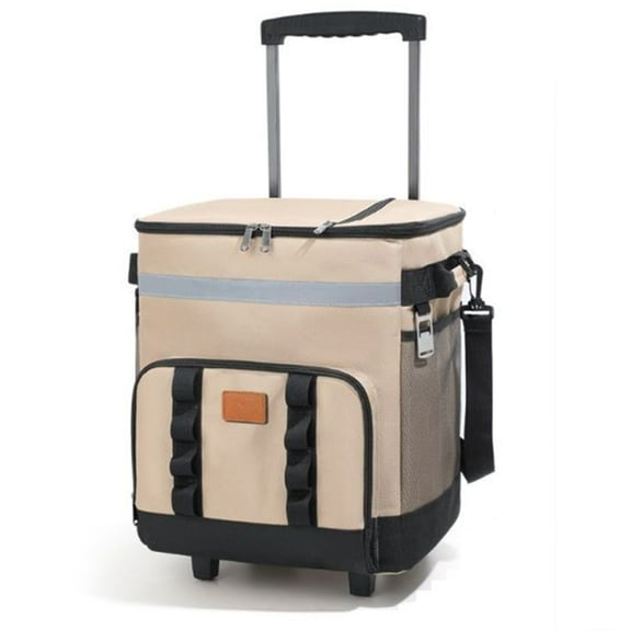Fmxomd Cooler with Wheels and Handle 35L Rolling Cooler Portable Collapsible Soft Cooler Bag with Wheels - Leak-proof Insulated Wheeled Cooler for Beach Camping Patio Travel