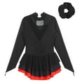 thumbnail image 4 of Alvivi Girls Sparkly Figure Skating Dance Dress Long Sleeve Tutu Skirted Leotard with Hair Band Red 10, 4 of 7