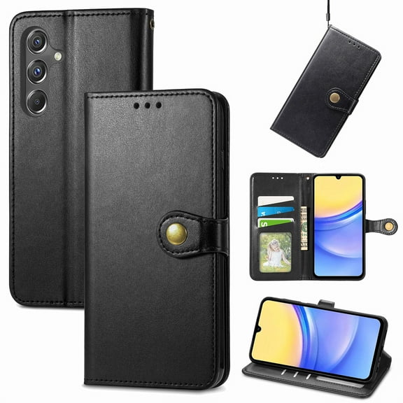 for Samsung Galaxy A14 5G Phone Case Wallet Card Holder, Premium PU Leather Stand Flip Wrist Strap Magnetic Closure Shockproof Protective Wallet Case Cover for Samsung Galaxy A14 5G, Black
