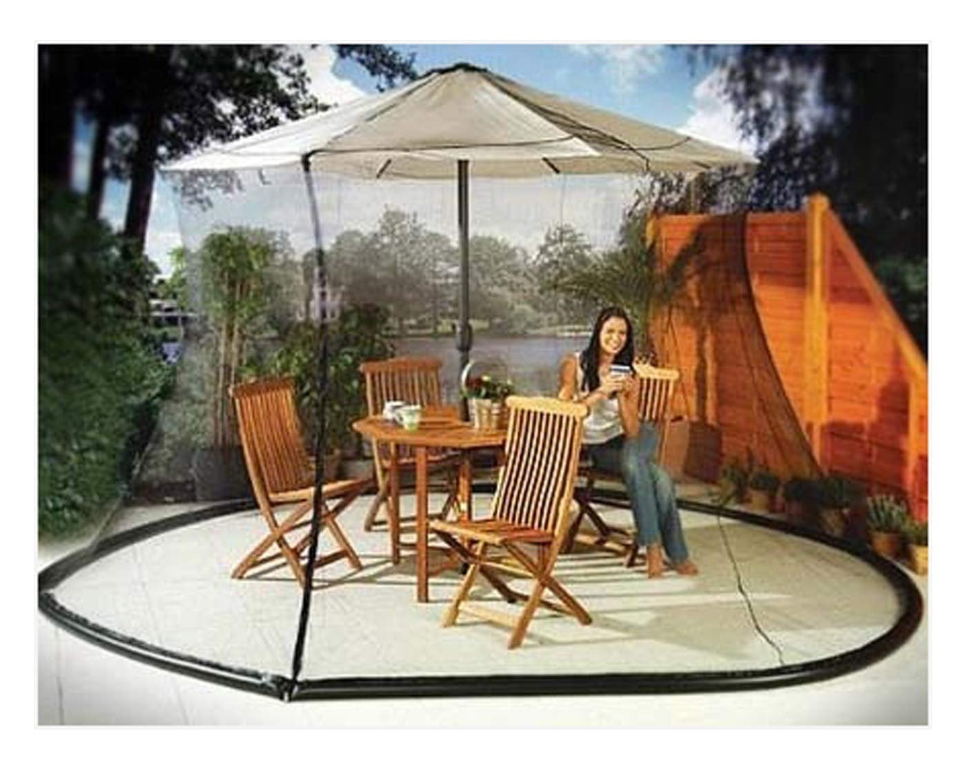 Umbrella Mosquito Net Canopy Patio Set Screen House Black