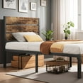thumbnail image 2 of Lifezone Twin Bed Frame with Rustic Vintage Wood Headboard and Footboard,Metal Support,Rustic Brown, 2 of 7