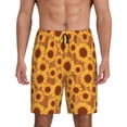 thumbnail image 3 of Lsque Brown Wood Grain Sunflower A Mens Sleep Pajama Shorts,Short Pajama Pants, Cotton Ultra-Soft Knit-XX-Large, 3 of 9