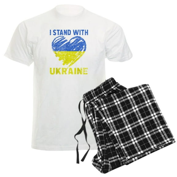CafePress - Ukrainian Lover I Stand With Ukraine Heart Pajamas - Men's Light Loose Fit Cotton Pajama Set