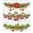 thumbnail image 3 of Ambesonne Christmas Shower Curtain, Flowers Socks and Bells, 69"Wx84"L, Orange Red Green, 3 of 3