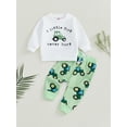 thumbnail image 3 of Baby Toddler Boy Pants Outfits 0 6 12 18 24 Months 2T 3T Long Sleeve Dirt Tractor Print Pullover + Pants Set Warm Clothes, 3 of 9