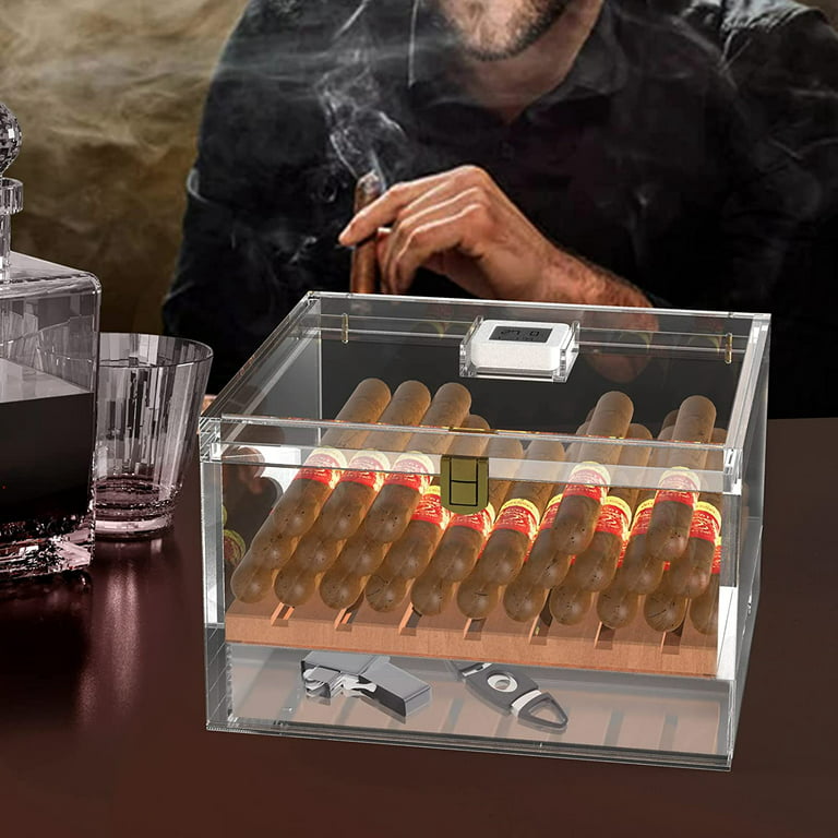 veltalende Sæt ud ru WIAEE Acrylic Cigar Humidor with Accessory Drawer - Walmart.com
