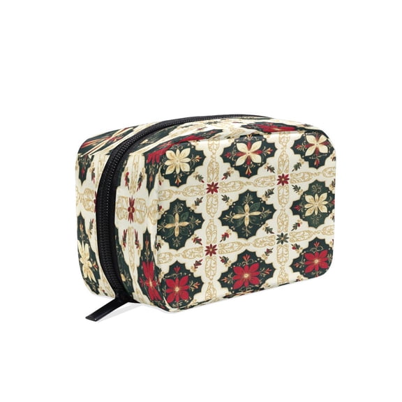 BZSMCE Makeup and Cosmetic Bag Women Simple Floral Celebration Pattern Square Cosmetic Bag