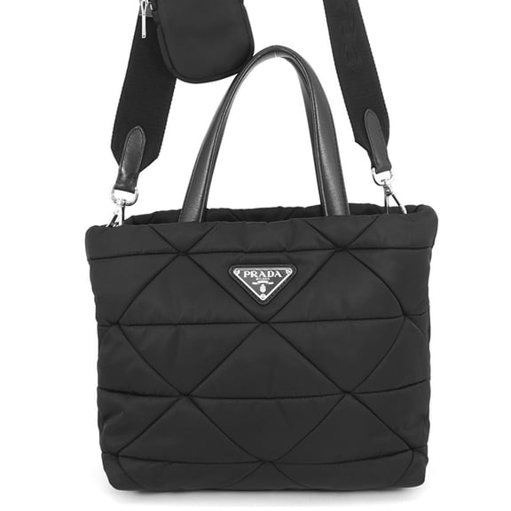Pre-Owned Prada Small Padded Re-Nylon Tote Bag, Nylon Leather, 1BG373, PRADA 2-way Shoulder...