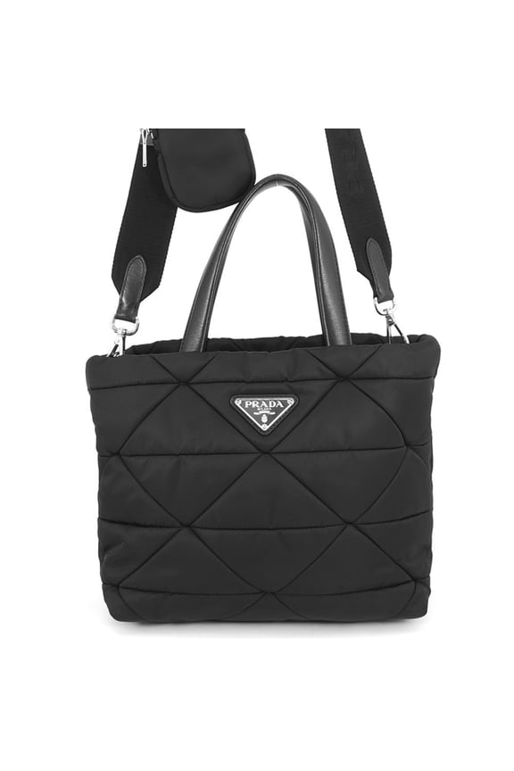 Pre-Owned Prada Small Padded Re-Nylon Tote Bag, Nylon Leather, 1BG373, PRADA 2-way Shoulder...