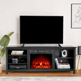 thumbnail image 6 of ARYARD 70" Fireplace TV Stand, Wood Texture Entertainment Center with 23" Electric Fireplace, Farmhouse Entertainment Stand Media TV Console, Black, 6 of 7