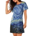 thumbnail image 2 of Xecao la Nuit Étoilée pour Femmes Chemise de Nuit Ample Manches Courtes Décontractée Imprimée, 2 of 6