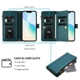 thumbnail image 6 of for iPhone 16 Flip Wallet Case, PU Leather Protective Rugged Cover with Credit Card Slots Zipper Pocket, Shock-Absorbent Kickstand Magnetic Closure Lanyard & Shoulder Strap, Darkgreen, 6 of 10