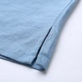 thumbnail image 3 of Bcfgryg Men Summer Solid Color Cotton And Linen Short Sleeve V Neck Button T Shirts Men Shirts Blue, 3 of 3