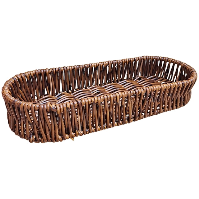 Cesta de pan, cesta Rectangular para servir, cesta de almacenamiento de alimentos de ratán de imitación para exhibición de comida, restaurante en casa y fiesta