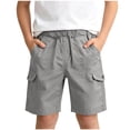 thumbnail image 3 of Lumosvexa Boys Cargo Shorts Cotton Breathable with Pockets Elastic Waist Kids Summer Daily Casual Shorts Gray Size 5, 3 of 10