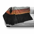 thumbnail image 2 of Western Soft Flannel Fleece Throw Blanket, Cowboy Silhouette on a Horse in a Sunset, Cozy Plush for Indoor and Outdoor Use, 60" x 80", Charcoal Grey Multicolor, by Ambesonne, 2 of 5