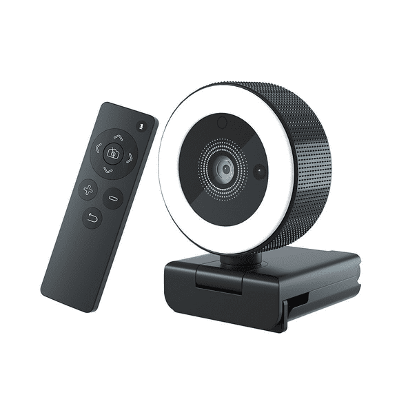 2K Streaming Webcam with Ring Light, HDR Laptop Camera with Remote, Dual Stereo Microphone and Privacy Cover, Auto Focus 5X Zoom in, Computer Camera for Zoom/Skype/Teams/Webex