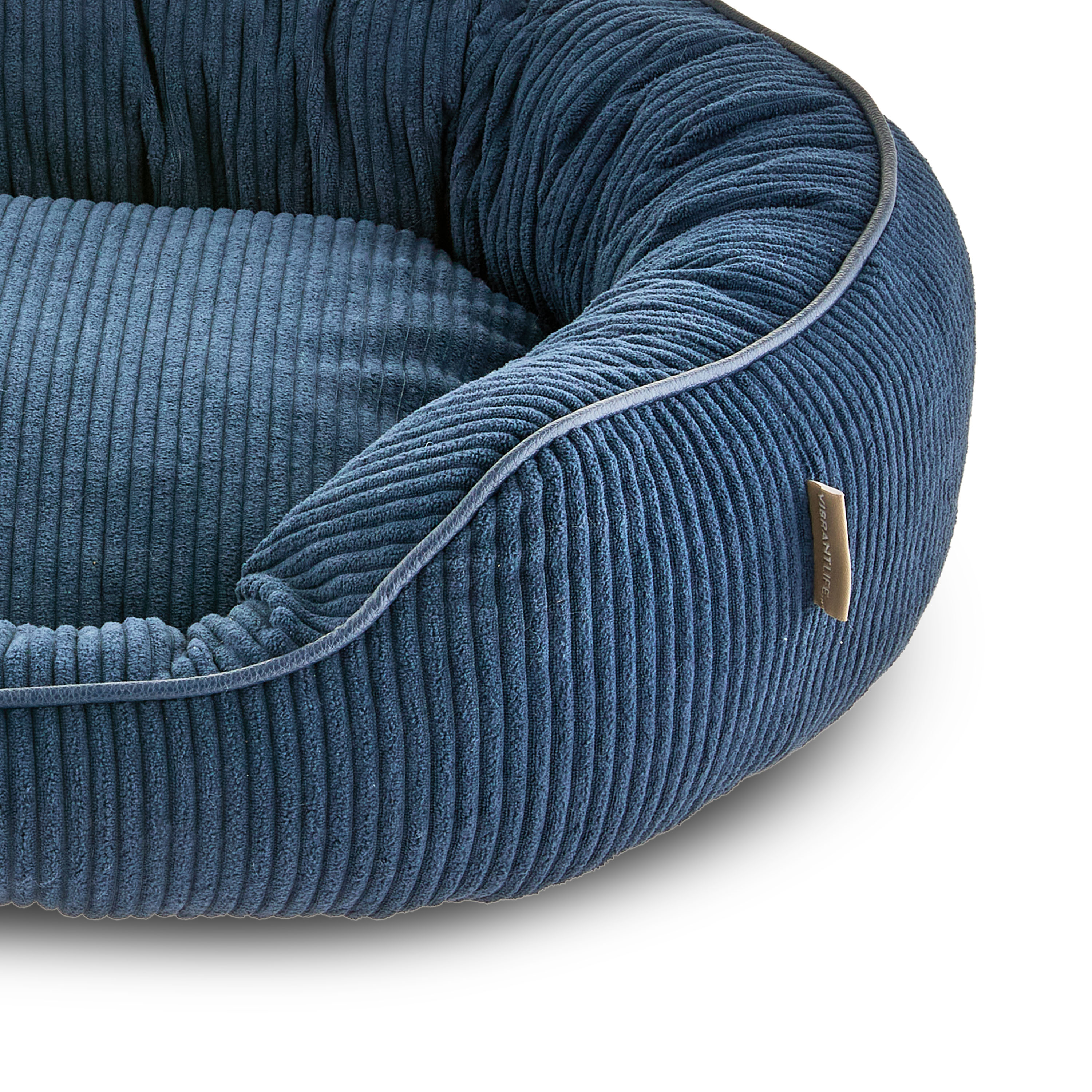 Vibrant Life Medium Oval Corduroy Cuddler Dog Bed, Blue, 24" x 20"