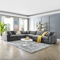 thumbnail image 1 of Modway Commix 6-Piece Down Filled Overstuffed Performance Velvet Sectional Sofa in Gray, 1 of 10