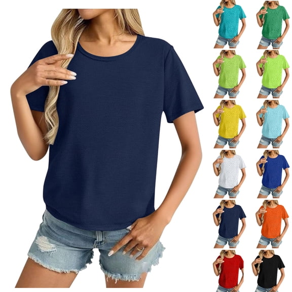 Danhjin Women Quick Dry Workout Top Short Sleeve Athletic Sports Shirt Breathable for Running Gym Yoga Outdoor Travel Basic Tee Shirts