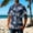 Dark Blue, variant on Hvot&aat Men's Hawaiian Palm Print Shirts Casual Short Sleeve Button Down Shirts Summer Tropical Beach Shirt