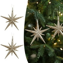 BinKFF Christmas Decorations - 2 Pcs Glitter Christmas Ornament 4.5 Inch Diameter Glitter Christmas Star Hanging Tree Ornaments Holiday Tabletop Decorations Xmas Party Decor Gift