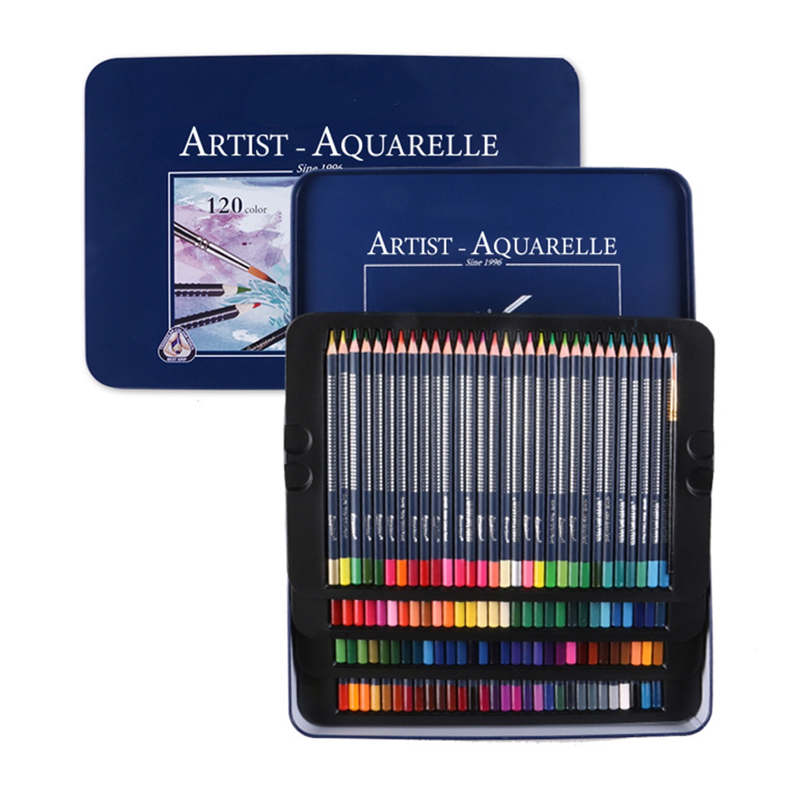 Watercolor Colouring Pencils Set with Metal Case For Kid Adults Artist Sketching Pre Sharpened Colored Pencil With Brush