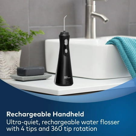Waterpik Cordless Plus Water Flosser with 2 Settings, 4 Tips, ADA Accepted, Black