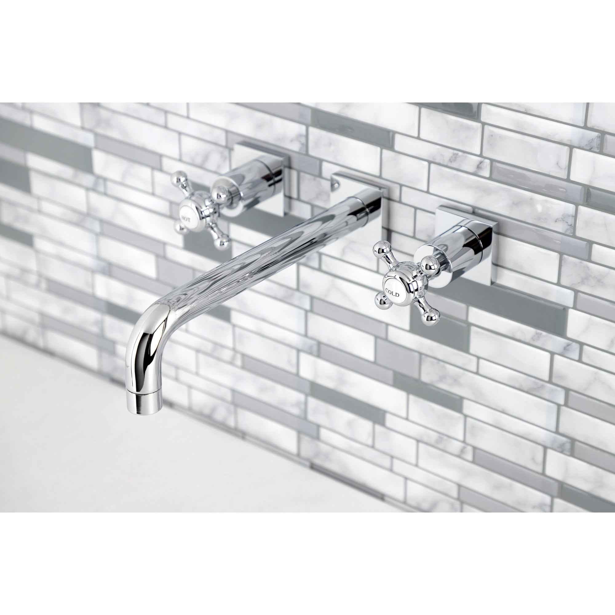 Kingston Brass KS6021BX Metropolitan Two-Handle Wall Mount Roman Tub Faucet, Polished Chrome