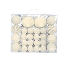 HomeDM 48PCS Velvet Christmas Balls Ornaments White Flocked Balls Christmas Tree Decorations Shatterproof Hanging Pendant for Xmas Tree Holiday Home Decor