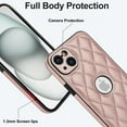 thumbnail image 7 of Compatible WIth iPhone 13 Phone Case with Logo Window,Trendy Diamond-checkered Pattern PU Leather Soft TPU Ultra Slim Anti-fall Shockproof Protective Back Cover Phone Case,Rosegold, 7 of 7