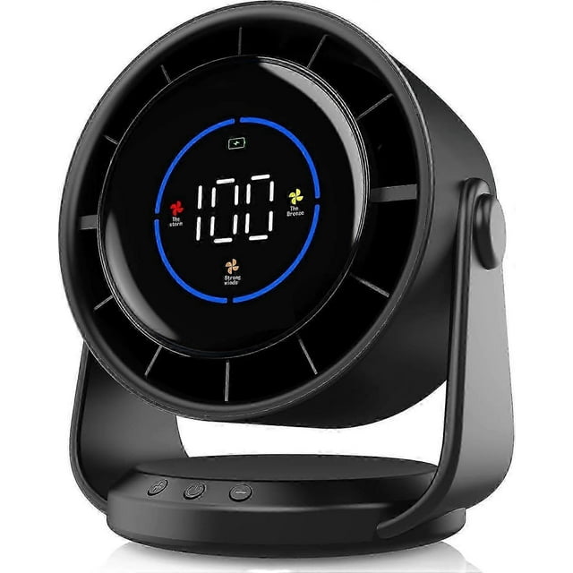 173x138x190mm Desk Fan Quiet Wall-Mounted Table Fan with Turbo Airflow 100-Speed Digital Display & 105 Adjustable Tilt Rechargeable Battery for Home O