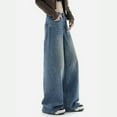 thumbnail image 5 of EMMIOL Wide Leg Jeans for Women Mid-Low Waist Baggy Boyfriend Jeans Y2K Vintage Denim Pants with Pockets, 5 of 7