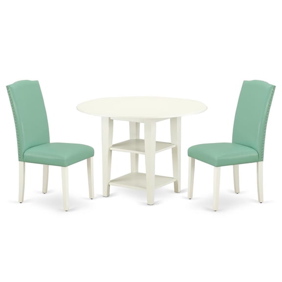 East West Furniture Dining Room Set Linen White, SUEN3-LWH-57