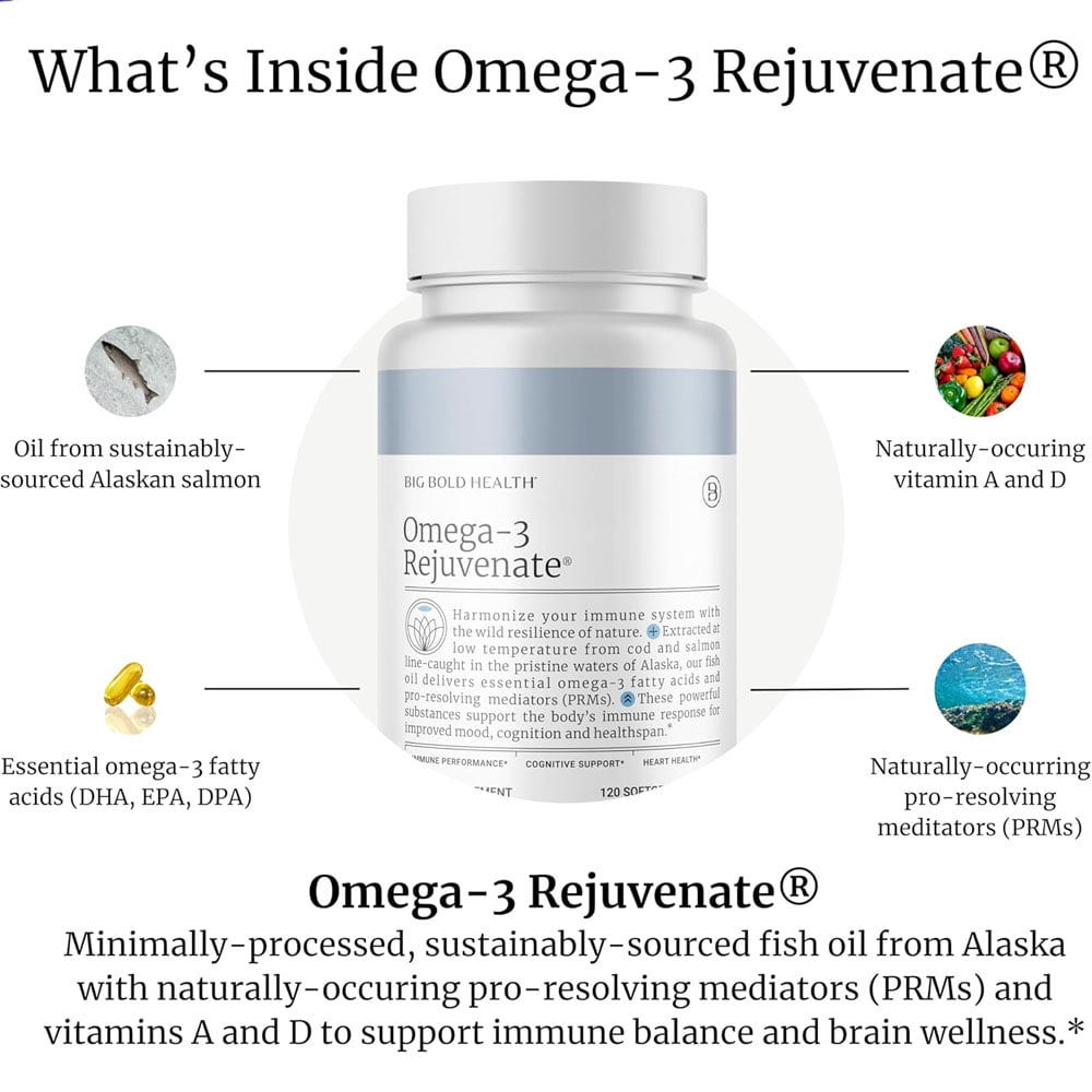 BIG BOLD HEALTH Omega-3 Rejuvenate – Weekly Pill Storage Box, 120 Count