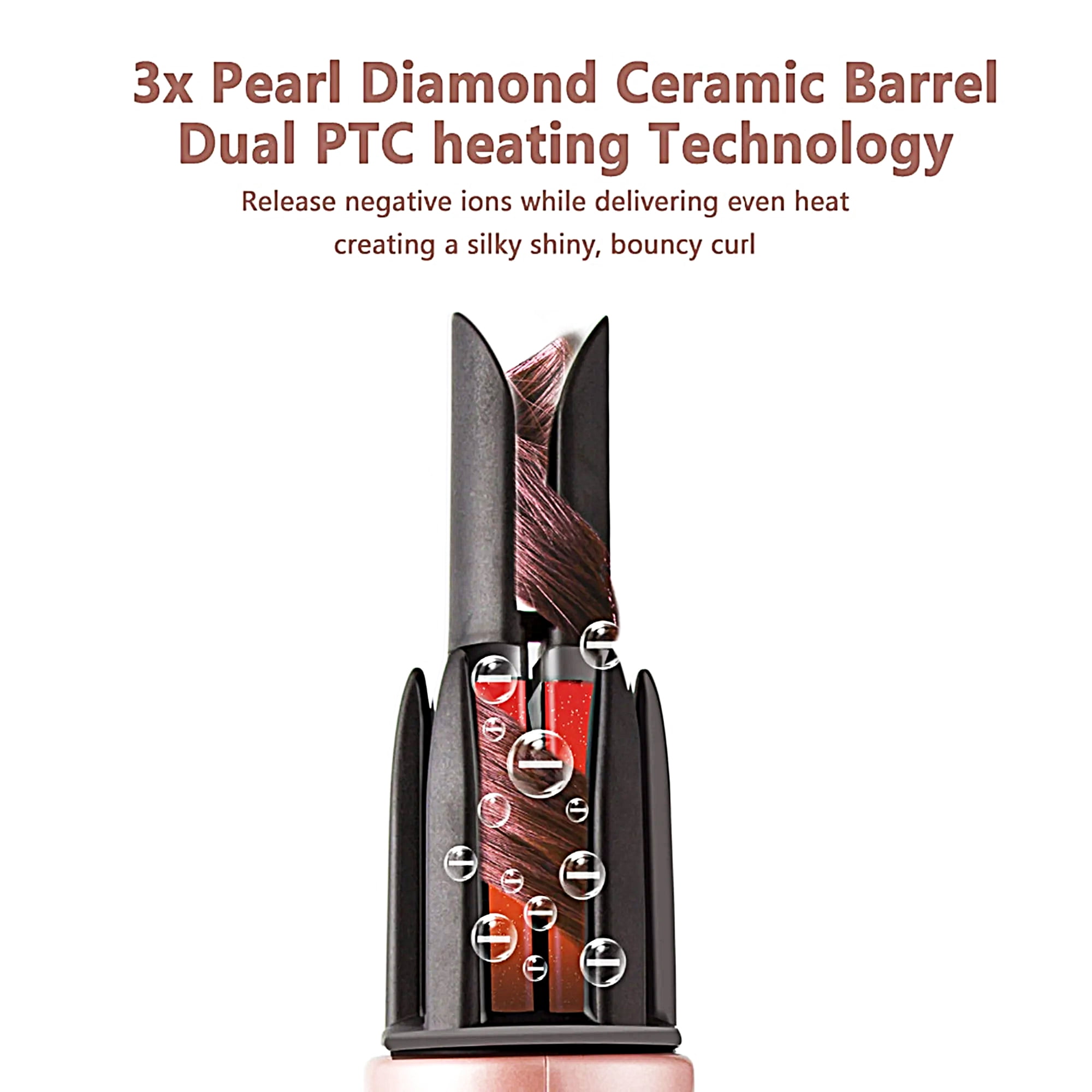VIEROLA Curling Iron for Women, 1 Inch Curling Iron for Medium & Long Hair, Curling Wand with Large Ceramic Barrel, Dual Voltage Rose Gold Electric Curlers